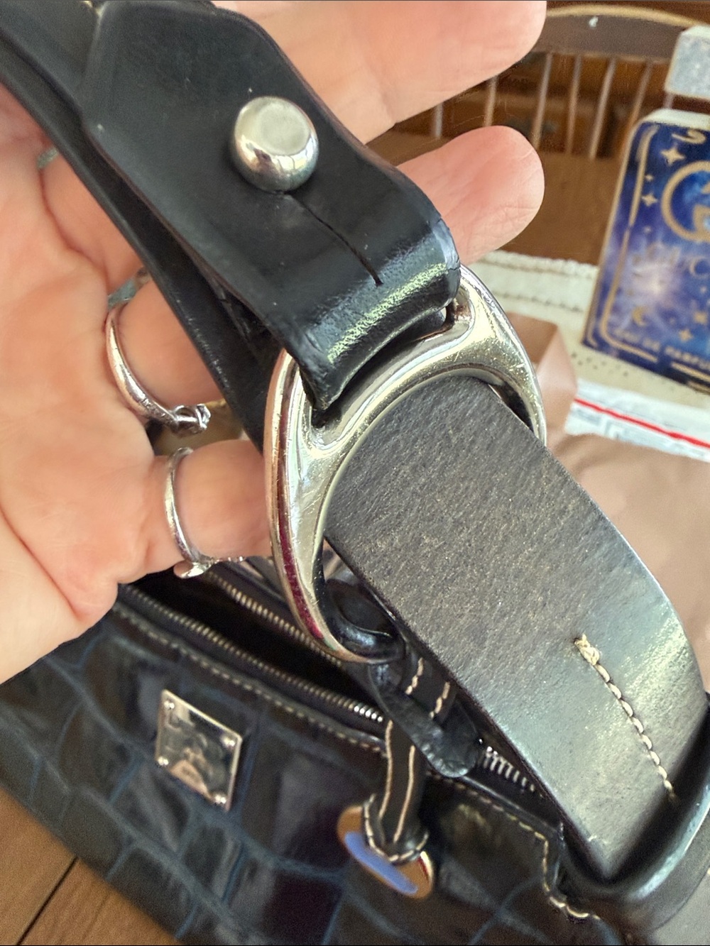 Dooney & Bourke Black Croc-Embossed Shoulder Bag - Picture 13 of 13